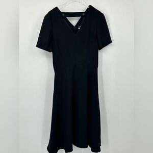 Tiffany & Co Wardrobe Black A Line Midi Dress V Neck Womens 4 LBD | M128